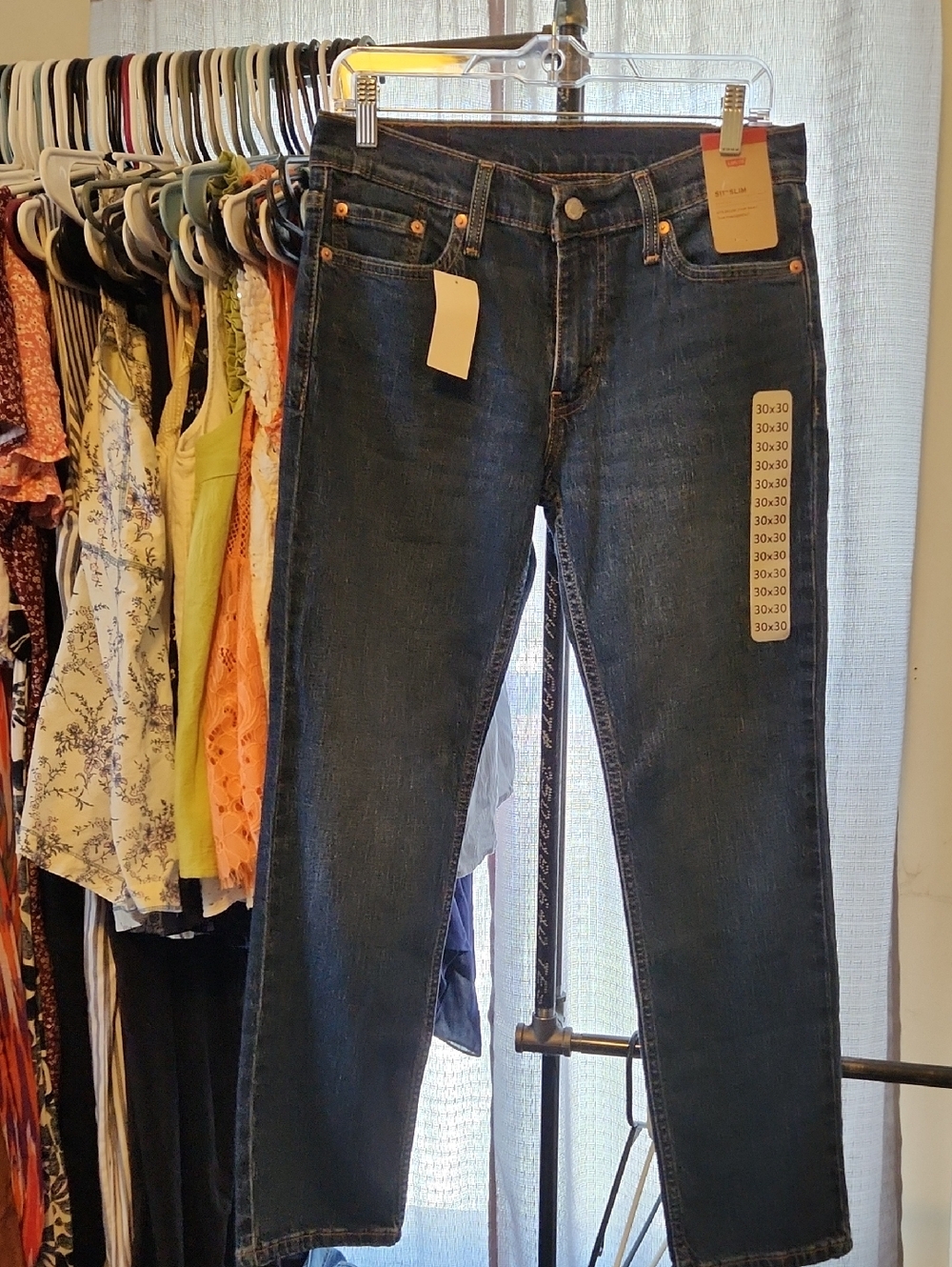 Levi's 511 Slim Fit Jeans - Dark Blue with Tan Patch
